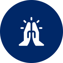 High five icon on blue background.